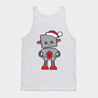 Christmas Robot, Cute Robot, Santa Hat, Gifts Tank Top